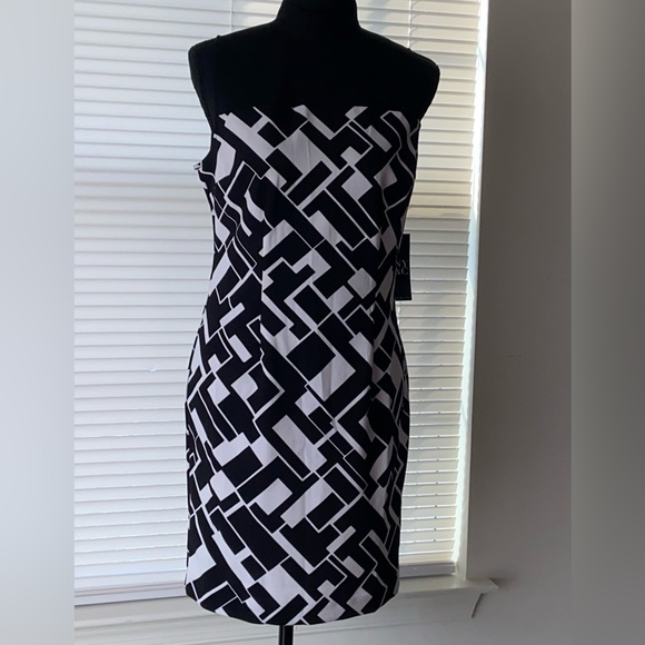 New York & Company Dresses & Skirts - New York & Company - Geometric-Print Mesh-Inset Sheath Dress (NWT)